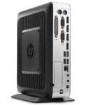 نمای پشت تین کلاینت HP T730 با پورت‌های ارتباطی و خروجی‌های تصویر