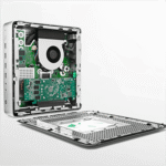 نمای داخلی تین کلاینت HP T730 با اجزای سخت‌افزاری و اسلات‌های توسعه