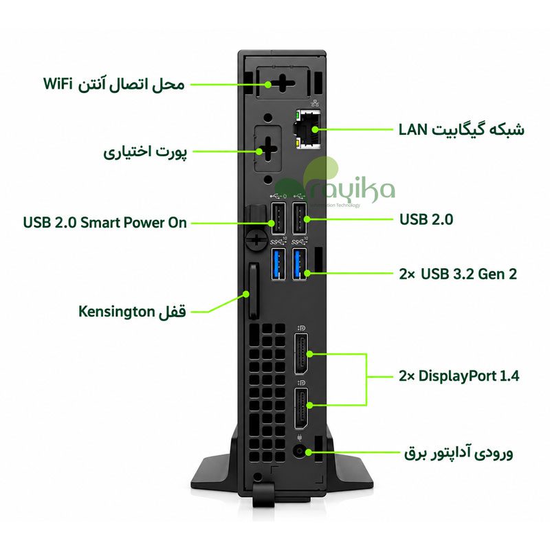 راهنمای پورت‌های پنل پشت تین کلاینت Dell OptiPlex 3000 Pentium Silver N6005